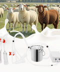 3L Electric Pulsation Milking Machine For Cows And Goats, industrial components with milk bucket and sheep background