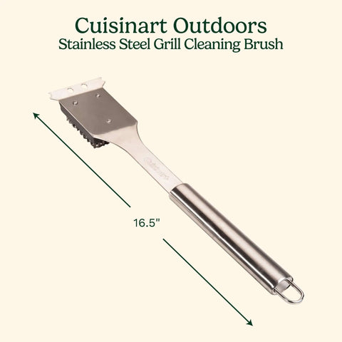 Image of 16.5-Inch Long Handle Stainless Steel Grill Cleaner Brush And Scraper for BBQ Griddle and Outdoor Grills.