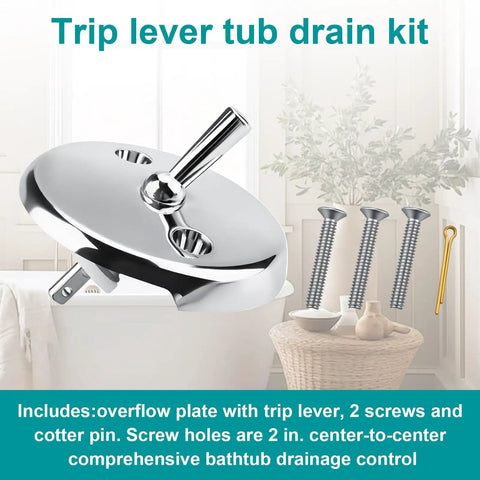 Upgrade Your Tub Setup With This Slick Trip Lever Bathtub Overflow Faceplate featuring a chrome finish and included mounting hardware.