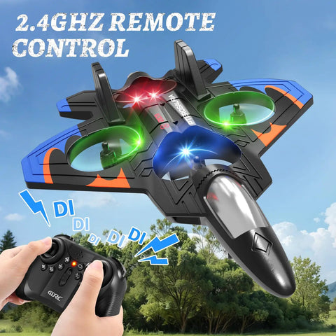 Rad Foam Remote Control Airplane Fighter Jet With Lights And 360 Degree Flips Headless Mode Altitude Hold