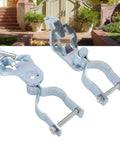Heavy Duty Gate Hinge Kit With 47MM T Post Pins, 2 Sets for Chain Link Fence Gates, steel construction, garden background