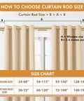 Gold 1 Inch Double Curtain Rod Set With Telescoping 72 To 144 Inch Range, Sparkling Foil Finials, size chart and measurement guide