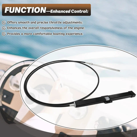 15 Foot Mechanical Rack And Pinion Steering Cable For Back Mount Boats, Heavy Duty, Compatible With SeaStar Teleflex