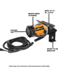 Heavy Duty Portable Beveling Machine With 1 HP Brushless Motor 110 Volt Power showing cooling fan and flexible power cord.
