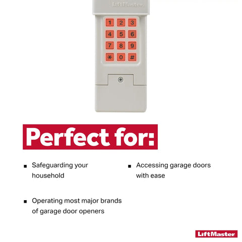 Wireless Keyless Entry Keypad For Garage Door And Gate Openers Universal Fit No Wiring Needed Battery Operated With 9 Volt Battery Included Easy Install And Reliable Access showing keypad and features