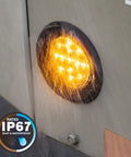 8pc 2.5 Inch Round LED Side Marker Light Kit 12V Amber And Red Waterproof IP67 on truck with water resistance highlight
