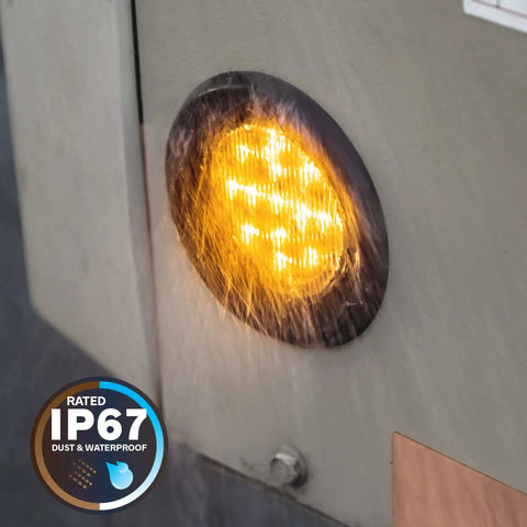 8pc 2.5 Inch Round LED Side Marker Light Kit 12V Amber And Red Waterproof IP67 on truck with water resistance highlight