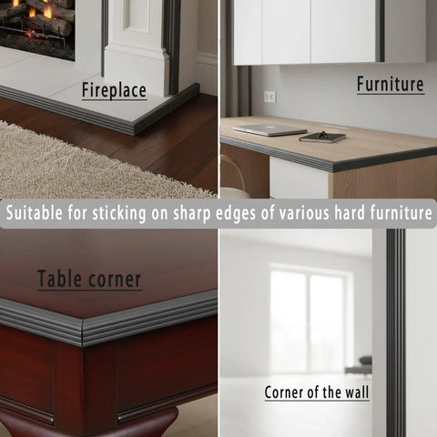 Keep The Kiddos Locked And Loaded With These Tough As Nails Baby Proof Corner Guards And Six Point Five Foot Self Adhesive Edge Protectors Made From Squishy High Density Nr Foam To Shield Sharp Couch Edges In Cool Black on fireplace and furniture.