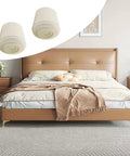 Built Tough White One Inch Round Chair Leg Caps Soft Rubber Floor Savers Anti Slip Furniture Pads shown with a modern bedroom setting.