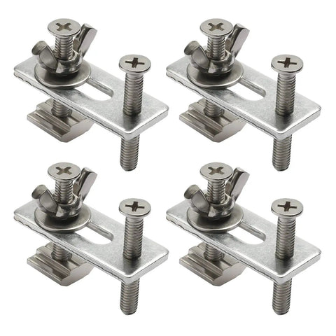 Four-piece T-track mini hold down clamp kit, zinc aluminum alloy, 50mm L x 20mm W x 56mm H, for 3018 CNC machines.