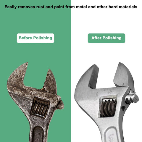 Comparison of wrench before and after using Polishing Bit Set For Rotary Tool, 0.23 Inch Dia Silicone Pointed Buffing Wheel Kit