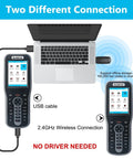 Laser Wireless Barcode Scanner 2.4G For Inventory And Stock Tracking, USB and wireless connections, shown with laptop.