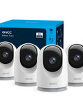 2K Indoor Security Cam Bundle 4-Pack, 360-Degree Motion Detection For Pets And Baby with packaging, white design