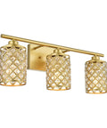 Three Light Gold Bathroom Vanity Light Fixture With Crystal Accents Modern Farmhouse Style Vanity Lighting For Powder Room E26 Base Compatible