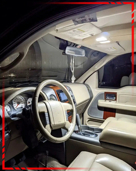 Mazda CX5 LED Interior Light Replacement Kit Ultra Bright 6000K White Bulbs installed in car interior, dashboard view