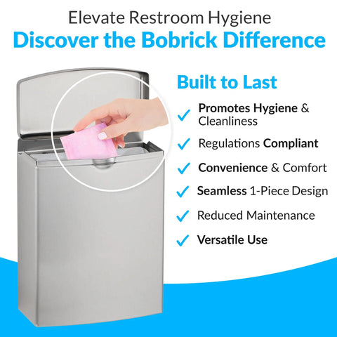 Go To Stainless Steel Sanitary Napkin Disposal Wall Mount Receptacle With Flip Top Lid For Public Restrooms 1 Gallon Capacity
