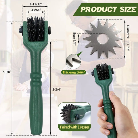 Heavy Duty Grinding Wheel Dresser Tool Kit With 25 Replacement Blades, showing product size and blade details