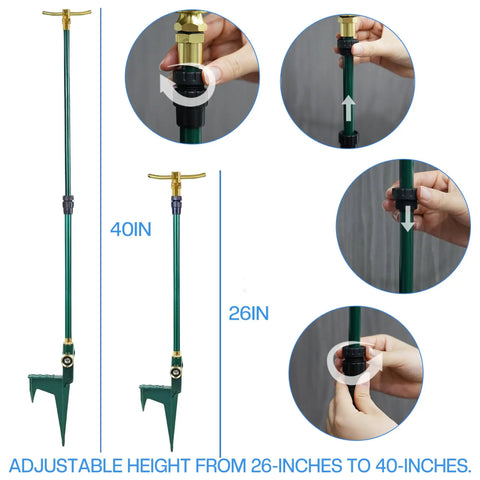 Two Pack 3 Arm Garden Sprinkler With Adjustable Telescoping Rod And Spike Base 360 Degree Rotation For Large Yards