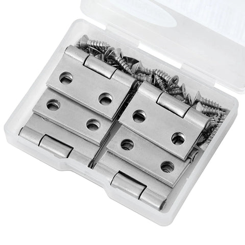 Qyueyue 1-inch stainless steel mini hinges with screws, 6-pack in plastic case