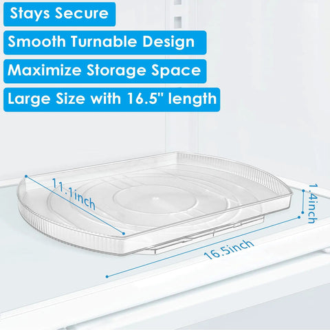 Refrigerator Square Lazy Susan Turntable Organizer for Fridge Cabinets Pantry and Countertop 16.5 by 11.1 inches.