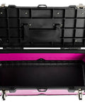 Open pink 20 Inch Portable Steel Toolbox with Removable Organizer Tray, Metal Latches, Easy Carry Handle, Padlock Hasp, Powder Coated Steel