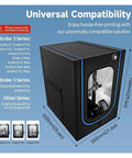 High Temp 3D Printer Enclosure With Vent Kit And LED Light for Creality Ender Series, dimensions and compatibility details.