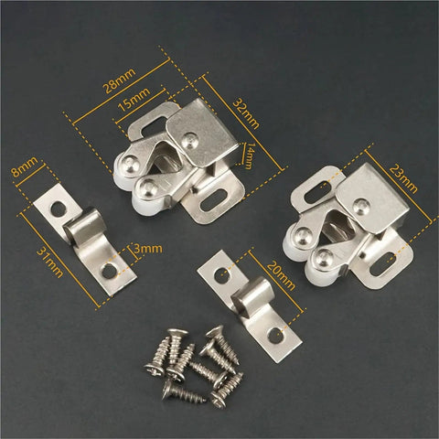 Double Roller Catch 40 Set Cabinet Door Roller Latch Kit Easy Install For Furniture Soft Dampers in antique brass with measurements