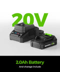 20V battery and charger for Cordless 20V Pole Hedge Trimmer With 20 Inch Cutting Length 15 Foot Reach Telescoping Extension Pole