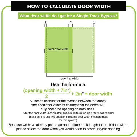 Diagram showing calculation formula for door width in Single Track Bypass system