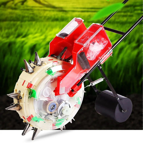 Double Mouth Seeder Hand Push Garden Roller Seeder And Fertilizer Dispenser with 7 Mouths for Hemp Corn Soy