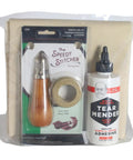 Ultimate DIY Canvas Repair Kit For Tents Pop Up Campers Tarps And Marine Covers With 6 Oz Tear Mender Glue Speedy Stitcher Sewing Awl And Needles Plus 6 Sq Ft Of Canvas And 30 Yards Waxed Thread.