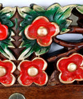 Handcrafted Wooden Wall Mounted Coat Rack Hook Multi Purpose Storage For Entryway Mudroom Bedroom floral design close-up