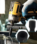Heavy Duty Chrome Vanadium Hanger Bolt Driver And Threaded Insert Driver With Quarter Inch Drive in use with a power drill.