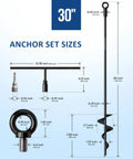 Heavy Duty 30 Inch Ground Anchors Kit Of 4 Screw In Earth Anchors with size dimensions for swing sets and canopies.