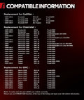Compatibility chart for Cadillac, Chevrolet, GMC models from 2000 to 2014, listing engines, models, and drive types.