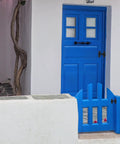 Blue gate and door secured with a barn door lock with stainless steel 90 degree right angle latch for doors and windows heavy duty privacy lock keeps your pad safe and private rust resistant durable construction easy install.