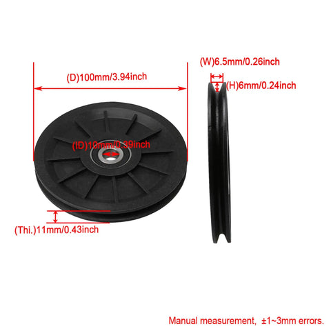 Rock Solid Heavy Duty Black Nylon Cable Pulley Wheel With Bearing Steel Core Groove Idler Design 100mm Outer Span By 10mm Bore Handles 195kg Heavy Loads For Rough Industrial Steel Wire Rope Projects And Lightning Fast Movement