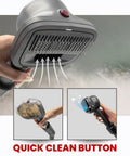 Pet Hair Grooming Brush Vacuum Attachment For Vacuum Cleaners Fits V7 V8 V10 V11 V15 Big Ball V6 DC58 DC59 And Shark NV501 HV322 HV301 Miele 1 3/8 Inch And 1.25 Inch Cat And Dog Fur Removal Tool showing quick clean function.