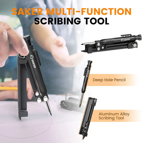 Handy Multi Function Scribing Tool for Woodworking and Metalworking Adjustable Aluminum Alloy Scribe with Deep Hole Pencil Holder