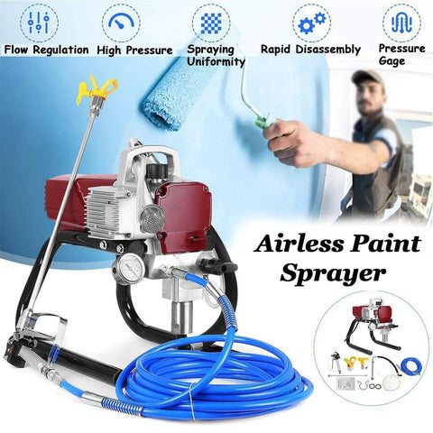 Hassle Free Heavy Duty Airless Paint Sprayer With Sturdy Wheeled Cart Electric Wall Coating Machine High Power Motor delivering smooth finish.