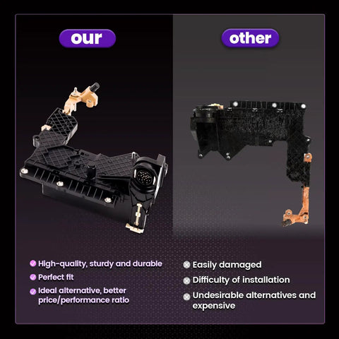 Comparison of Beefed Up 6R80 Transmission Lead Frame And Conductor Plate Kit with a lower quality alternative, showing durability