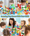 Children playing with Marble Run Toy Set With 110 Pieces And 60 Marbles STEM Educational Marble Maze Kit for creative learning.