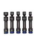 Heavy Duty Half Inch Drive 12 Point Pinless Driveline Impact Socket Set featuring five universal joint sockets for automotive use.