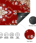 Massive 31.5 By 11.8 Inch Gaming Mouse Pad With Luxury Red Ornamental Pattern, highlighting non-slip tech fabric underside