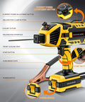 Hella Portable Handheld Welder 110V 120A Mini Arc Inverter Machine showing control buttons and welding rod interface.