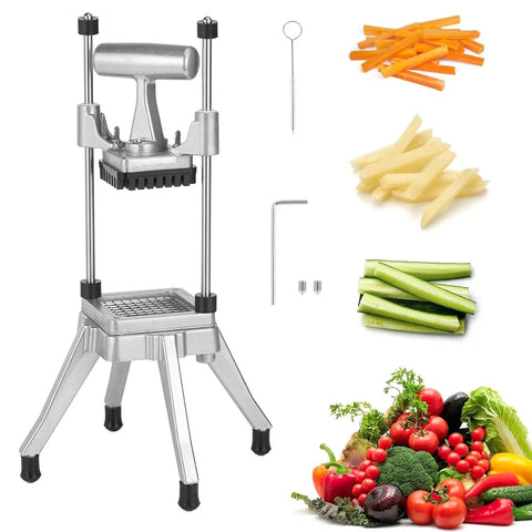 Manual Commercial Vegetable Chopper And Fruit Dicer Pro Grade Heavy Duty Stainless Steel Cutter With Aluminum Frame 1/4 Inch Blade