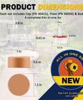 Diagram showing dimensions of Top-Quality Vacuum Breaker Float Kit for Woodford Model 17 Wall Faucets with measurements.