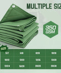 Heavy Duty 5x7 Canvas Tarp In Green 12 Oz Durable Tarpaulin With Rustproof Grommets Weather Resistant Multipurpose Shelter