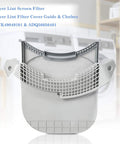 Beefed Up Dryer Lint Filter Replacement For LG And Kenmore Elite Dryers with stainless steel mesh screen in front of a dryer