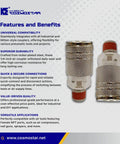 Side view of Sturdy Steel Air Coupler One Fourth Inch Flow Size NPT Male Thread Quick Connect With Pre Applied Sealant